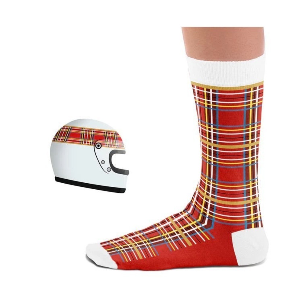 Heel Tread Combed Cotton Seamless Petrolhead Collection Socks - Stewart - Red L